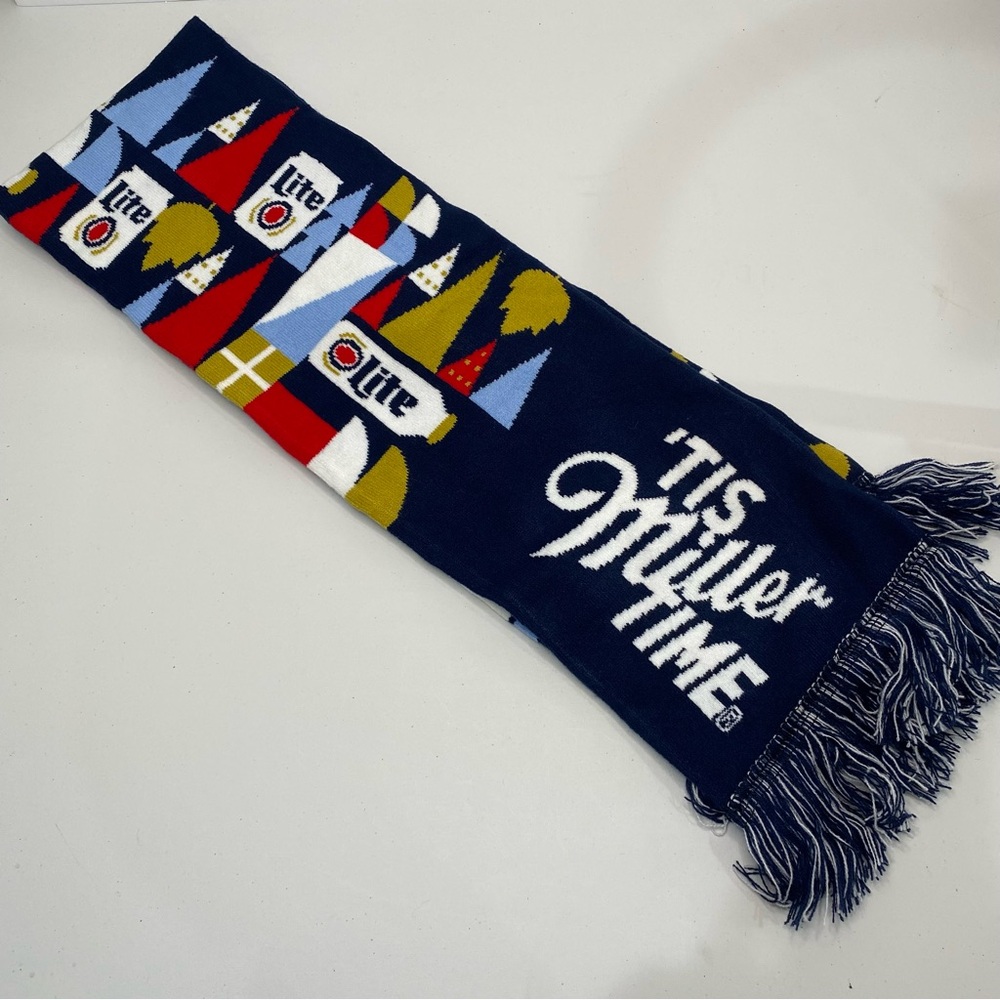 Miller Lite Knit Scarf Ugly Christmas Sweater Theme Beer Holiday